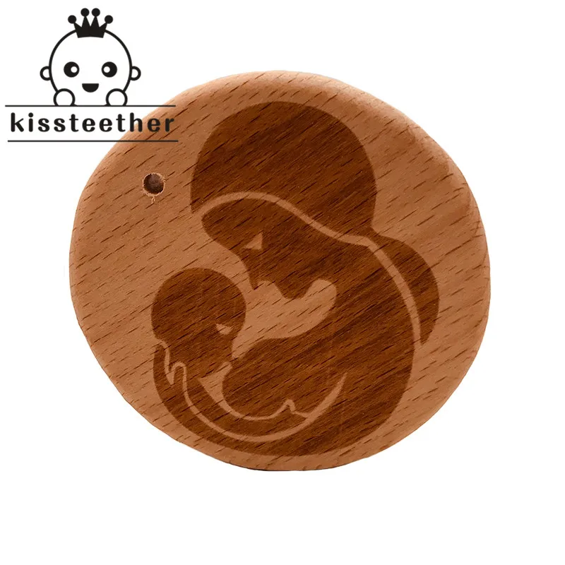 Mordedor de madera de haya para lactancia, mordedor de madera Original no t&oacute;xico masticable, accesorios de joyer&iacute;a DIY, colgante para beb&eacute;, venta al por mayor, novedad-1