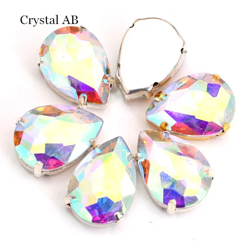 Crystal AB Каплевидные разноцветные стеклянные стразы шьют на Стразы с капелькой в виде когтей хрустальные пришивные стразы для свадебного платья B2676 - Цвет: Crystal AB
