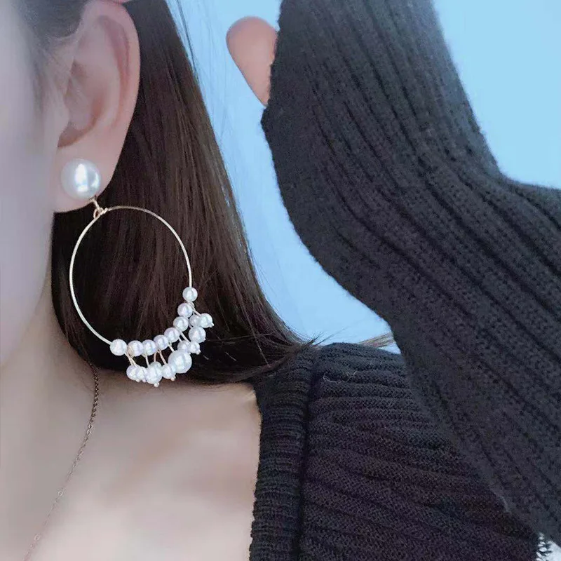 Модные элегантные длинные серьги с имитацией жемчуга для свадебной вечеринки