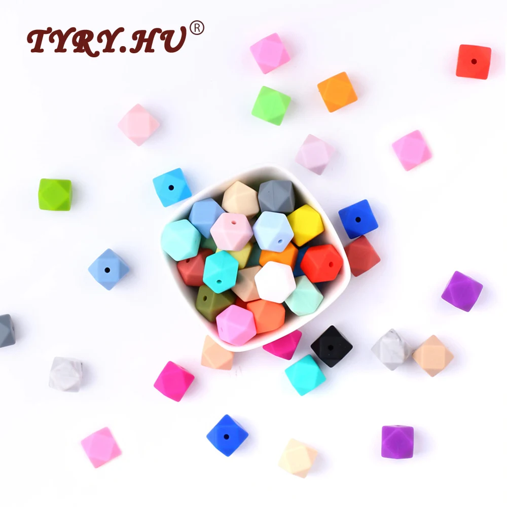 

TYRY.HU 10Pcs Silicone Hexagon Beads 14mm Baby Teething Beads BPA Free Baby Teethers DIY Necklace Pacifier Chain Accessories