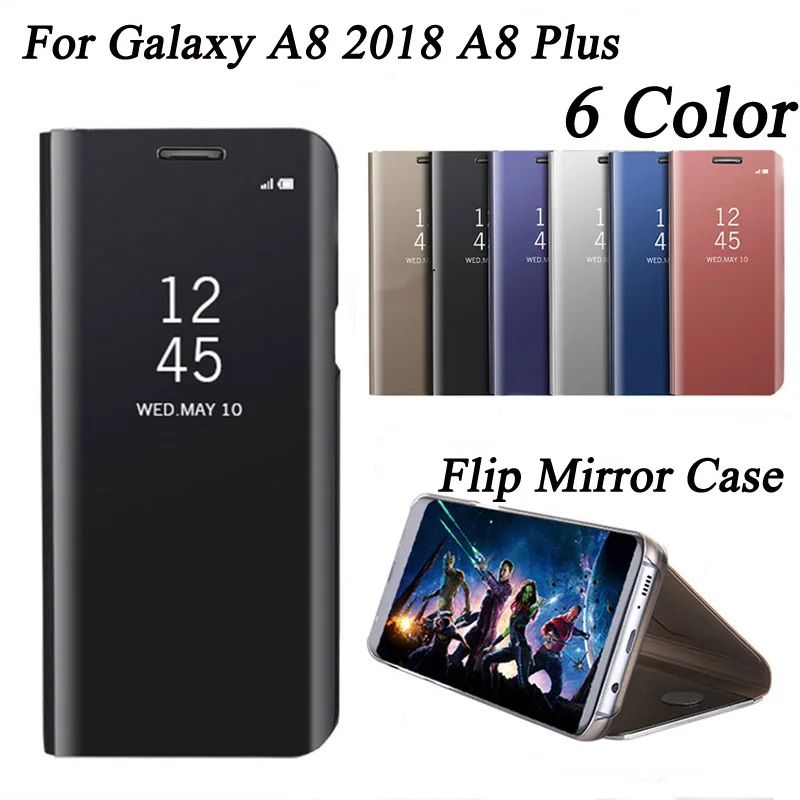 Модный зеркальный чехол S9 для Samsung Galaxy A8 2018 Plus S10 книжка из кожи с откидной крышкой
