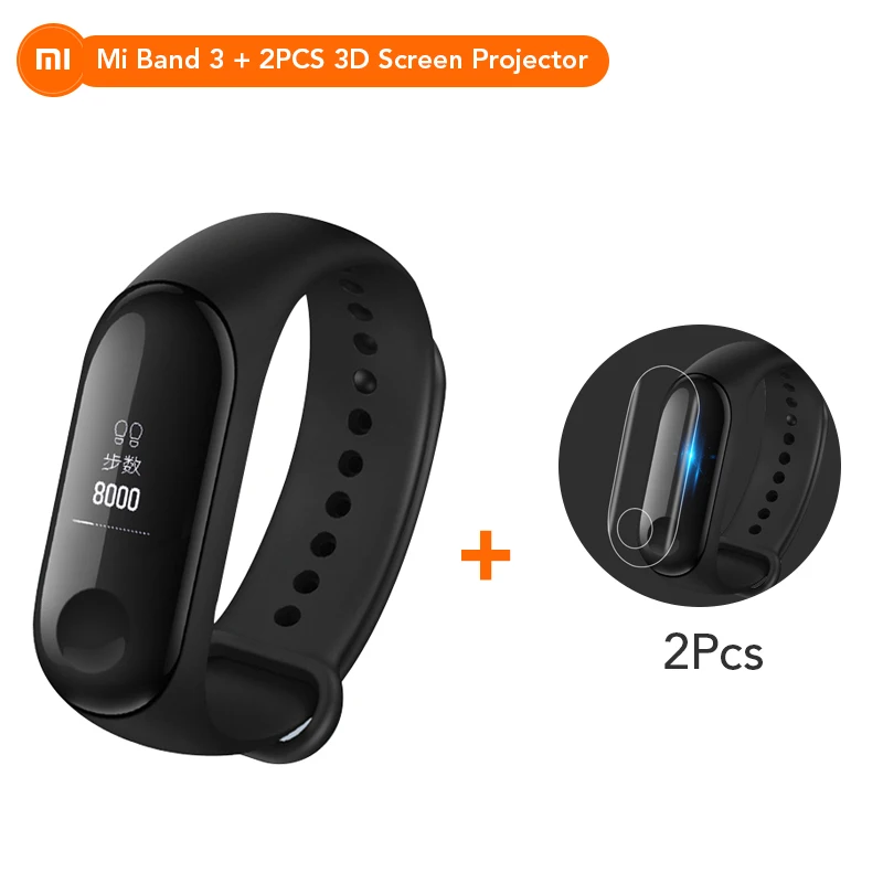 Add 2Protector Xiaomi mi-браслет 3 Bluetooth 4,2 Xao mi Xio mi умный спортивный браслет OLED mi band 3 Smartband Xaio mi пульсометр 0 - Цвет: Add 2Protector