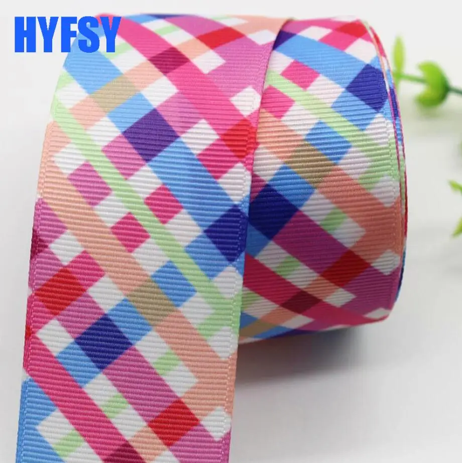 Hyfsy 10093 25 38 мм клетчатая лента 10 ярдов DIY украшения для волос подарочная упаковка материалы ручной работы бант корсажные ленты плед - Цвет: 4