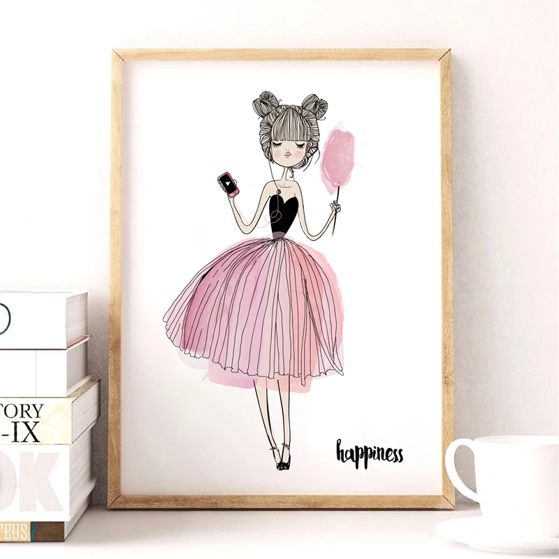 Холст для девочек с акварелью плакат художественным принтом настенные картины