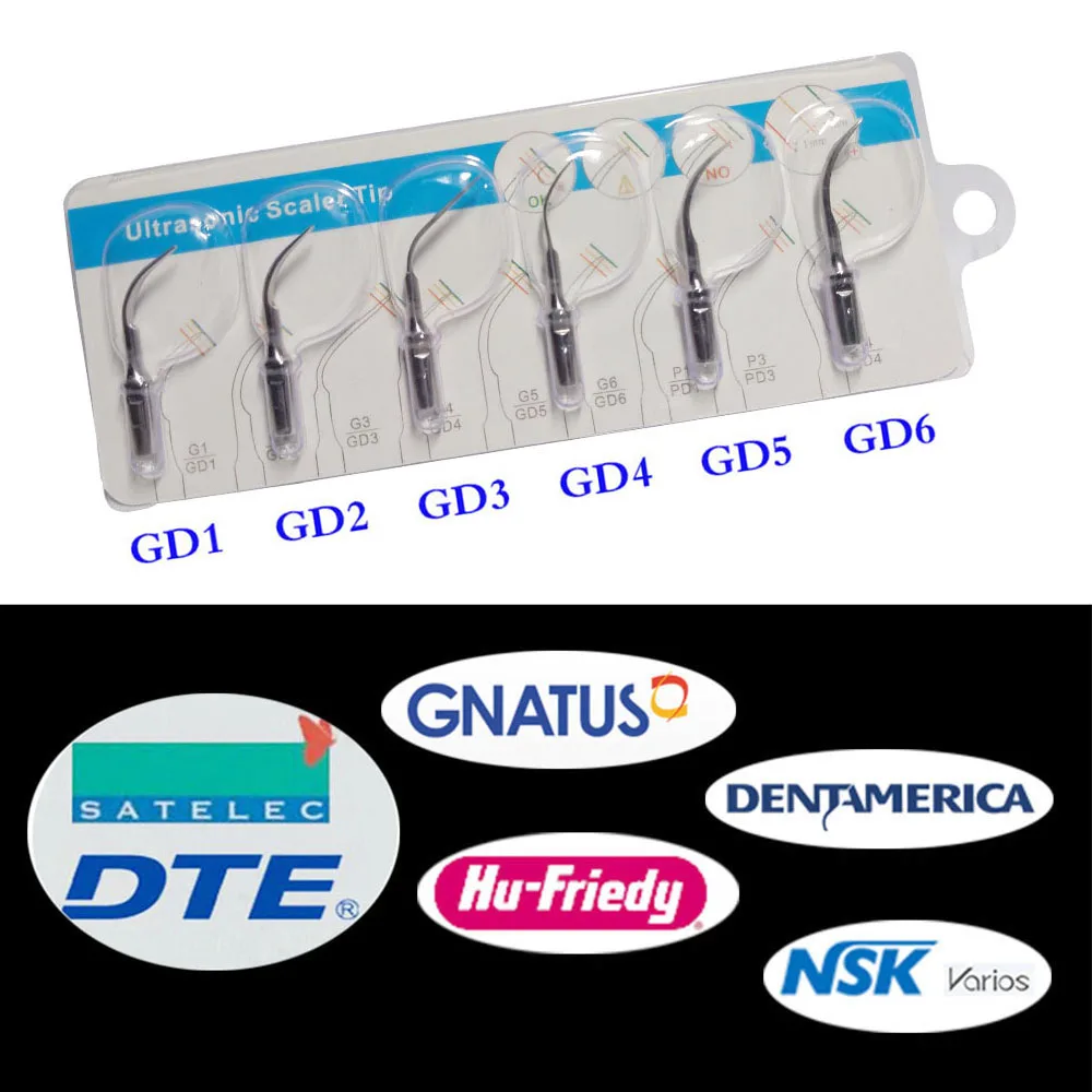 6 قطعة/مجموعة الأسنان بالموجات فوق الصوتية المتسلق تلميح GD1 ، GD2 ، GD3 ، GD4 ، GD5 ، GD6 ل DTE/ Satelec/ NSK Varios/ Gnatus/ Bonart