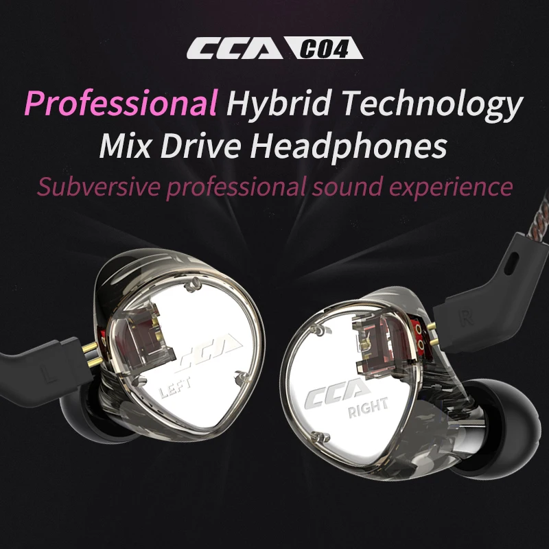 C04 1BA + 1DD CCA Hybrid 2PIN наушники для ушей Hi-Fi DJ монитор бега спортивные гарнитура с