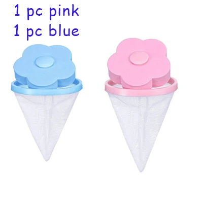1 Pink 1 Blue Волшебная машина для ловли шерсти питомца, плавающая в виде цветка, сумка-сетка для шерсти питомца, ловушка для волос для стиральной машины - Цвет: 1 Pink 1 Blue