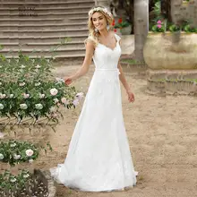 Vestidos De Novia пляжное дешевое свадебное платье в стиле бохо с пуговицами на спине и кружевной аппликацией ТРАПЕЦИЕВИДНОЕ свадебное платье принцессы китайские свадебные платья