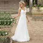 Женское свадебное платье It's yiiya, белое пляжное платье-трапеция с кружевной аппликацией на пуговицах в стиле бохо на лето 2020