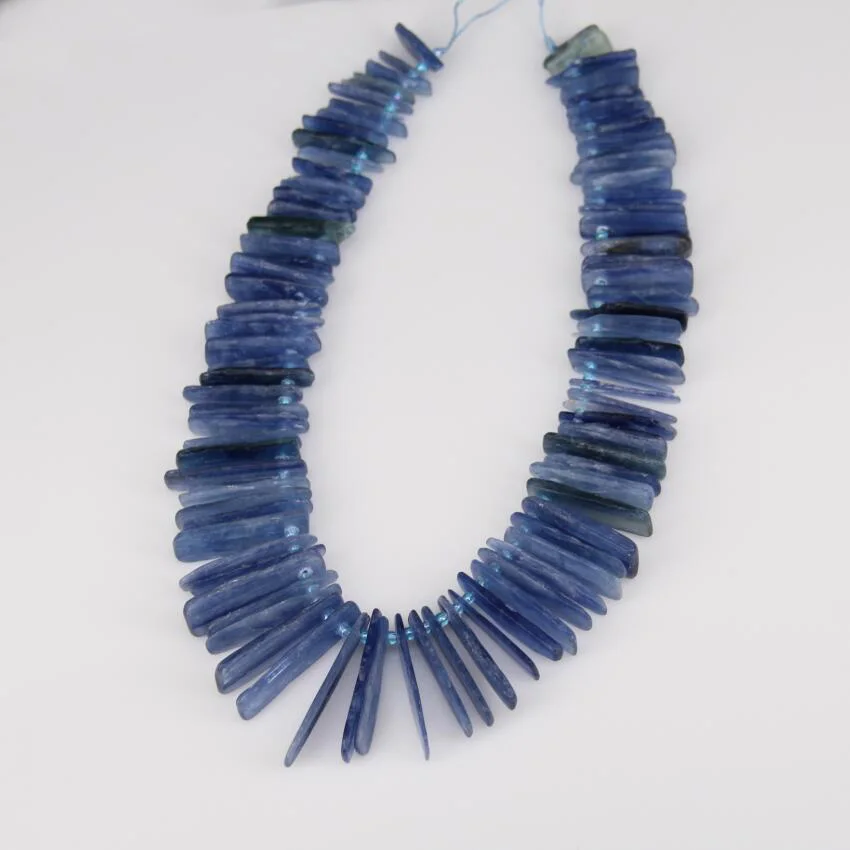 Slice Loose Bead Blue Kyanite Top Drilled Stick Points Pendants Beading Jewelry strand Raw Natural Stone Spike Necklace | Украшения и