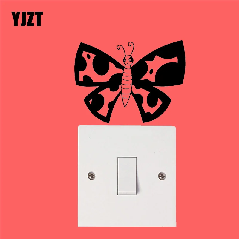 

YJZT наклейка с мультяшными бабочками насекомыми животными домашний декор настенная наклейка Переключатель 17SS0085