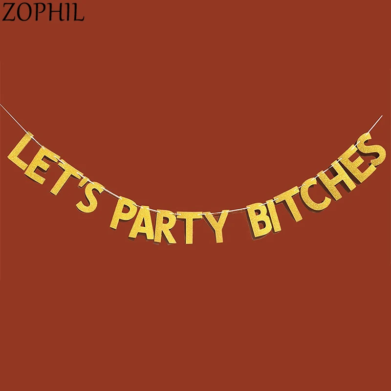 Let's Party суки Блестящий бумажный баннер розовое золото девичник сделай сам