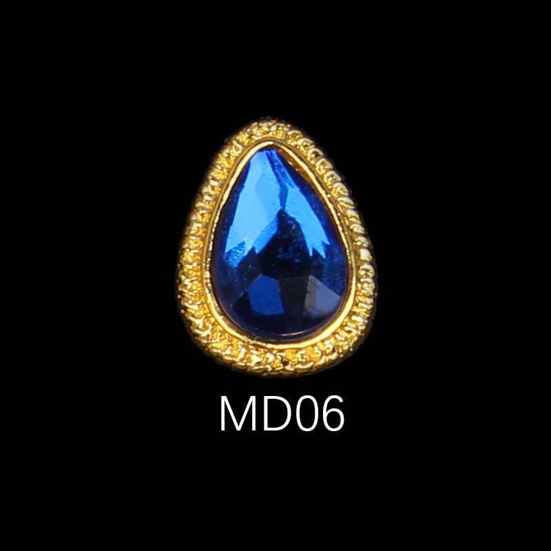MD06 Korea Trend Nail Jewelry Style 10/30pcs Latest Metal Bezel Water Drop Stone Design 3D Nail Art Alloy Jewelry - Цвет: MD06