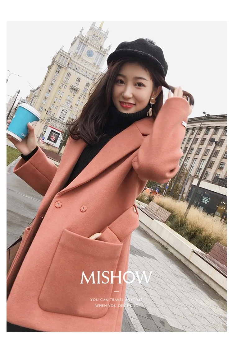 Mishow Зимнее элегантное пальто розового цвета MX17D9518