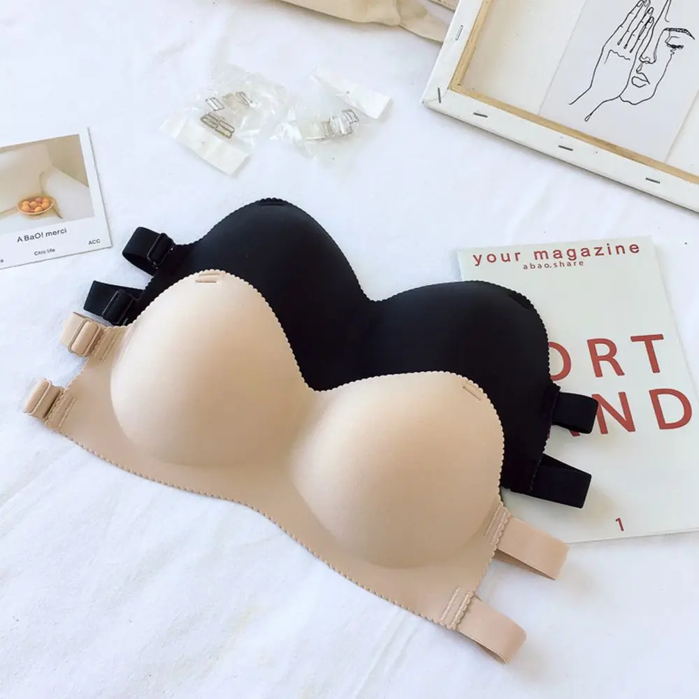 Женский бесшовный бюстгальтер без бретелек летний модный пуш ап дышащее
