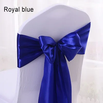 Royal Blue 50 шт. 16*275 см Атласный Галстук-бабочка для украшения стула банкета отеля свадьбы вечеринки - Цвет: Royal Blue