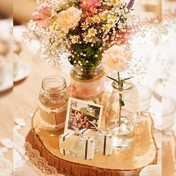 New 50pcs Mini Suitcase Favor Box Party Candy Vintage Kraft Paper with Tags and rope for Wedding/Travel Themed Part | Дом и сад