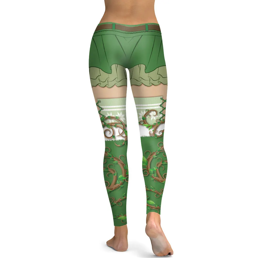 Джессинг шоу Новинка леггинсы для фитнеса женские Леггинсы 3D Зеленые Лозы с