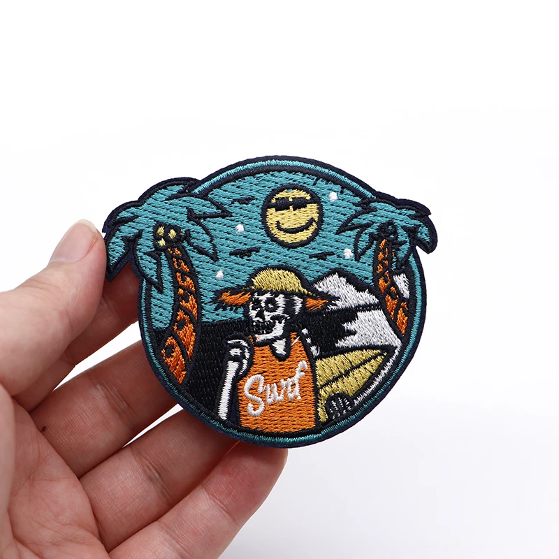 

Summer Travel Sea Beach Skull Embroidery Patch Iron On Patches For Clothes DIY Accessory Bag Applique Armband Book Stickers S33