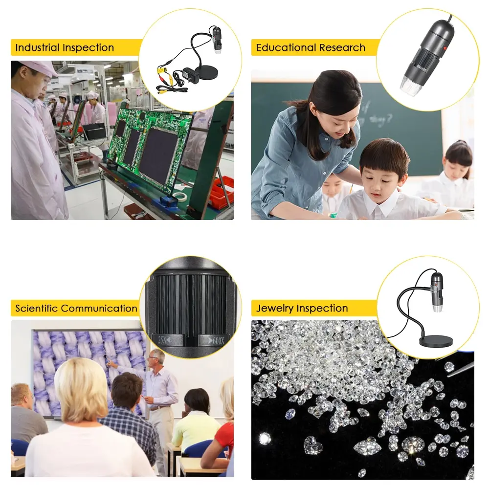 Мини цифровой usb микроскоп 8LED зум биологии Лупа с держателем 25X 600X видео microscopio 4 50