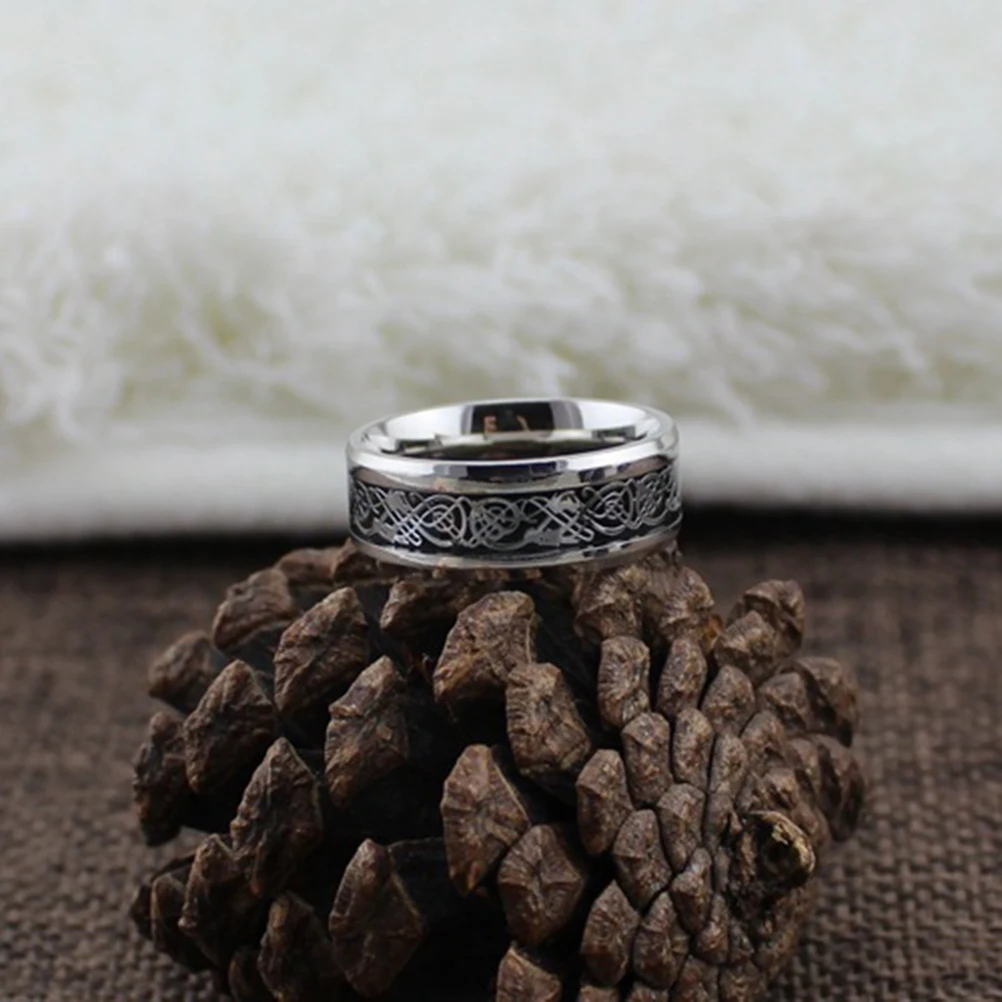Уникальный Титан Сталь кельтский Дракон Узор Свадебные 8 мм кольцо Jewelry Accessoris