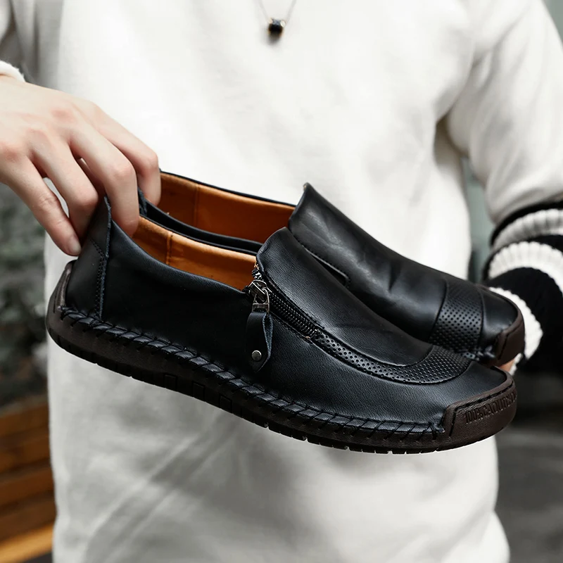 AODLEE Genuine Leather Men Shoes Plus Size 47 Fashion Mens Casual Breathable Italian Loafers Driving mocassin | Обувь