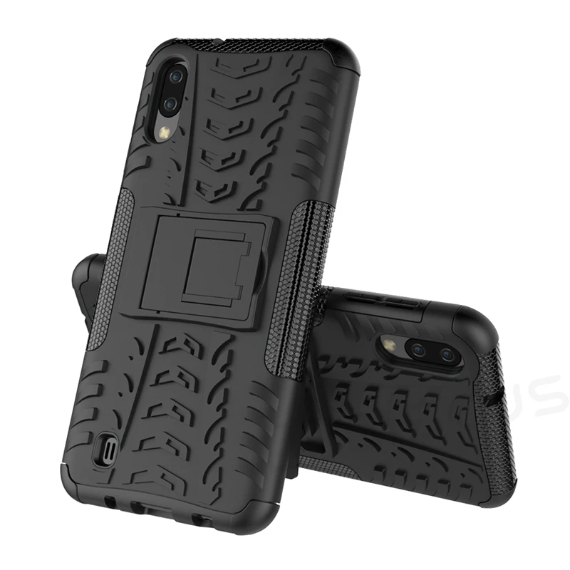 Чехол для samsung Galaxy A10, жесткий пластиковый мягкий силиконовый гибридный Чехол-Броня с подставкой из поликарбоната+ ТПУ для samsung A10 A 10 SM-A105F/DS Capa