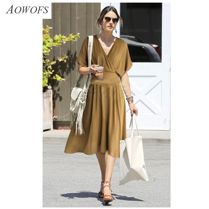 Хлопковое платье для женщин 2018 Лето v образным вырезом плиссированная Элегантная