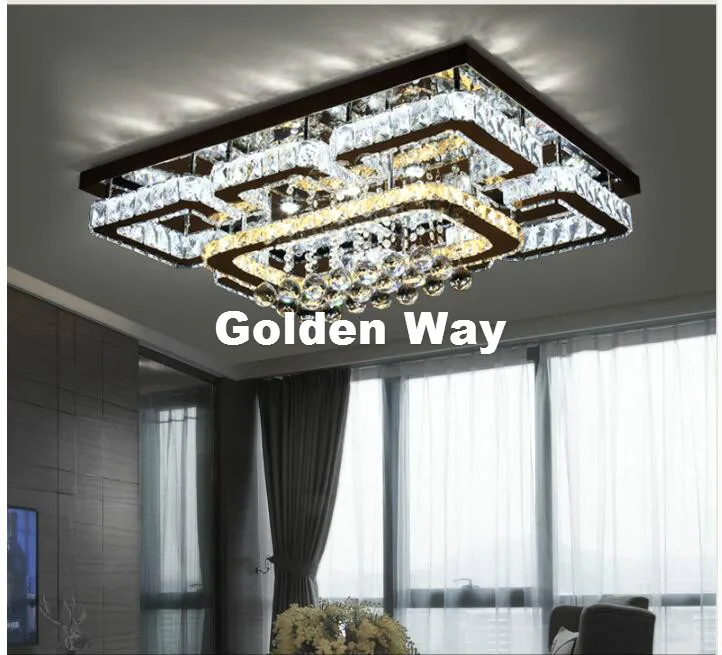 L80cm W60cm LED Современные потолочные светильники из нержавеющей стали с кристаллами k9, светодиодный потолочный светильник с квадратными кристаллами для столовой, переменный ток 110-260 В - Цвет корпуса: L80cm W60cm LED