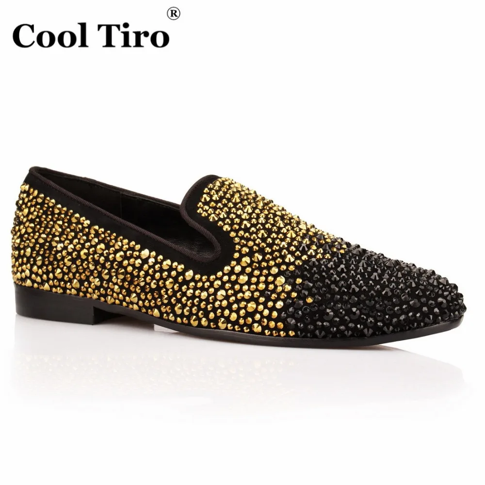 COOL TIRO/Новинка Роскошная обувь ручной работы со стразами цвет черный золотой