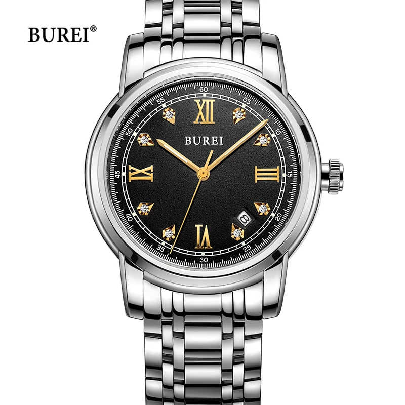 BUREI Brand Fashion Business Watch Men Luxury Mechanical Wristwatch Waterproof Calendar Casual Sapphire Clock Relogio Masculino