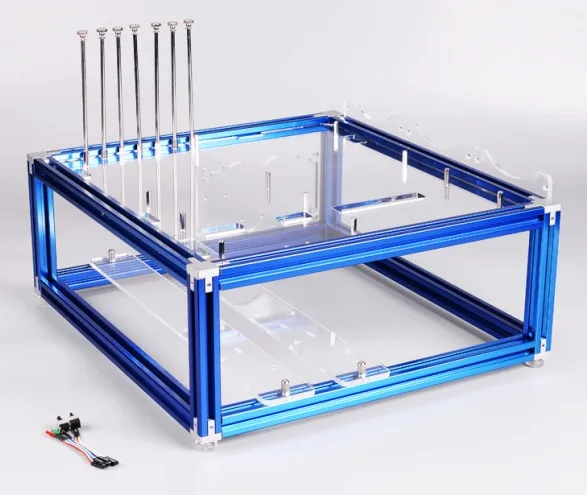 Standard-Blue QDIY PC-JMK9, новинка, заказной большой E-ATX, полностью открытый летний алюминиевый блок, платформа водяного охлаждения, игровой плеер, ПК, чехол для компьютера - Цвет: Standard-Blue