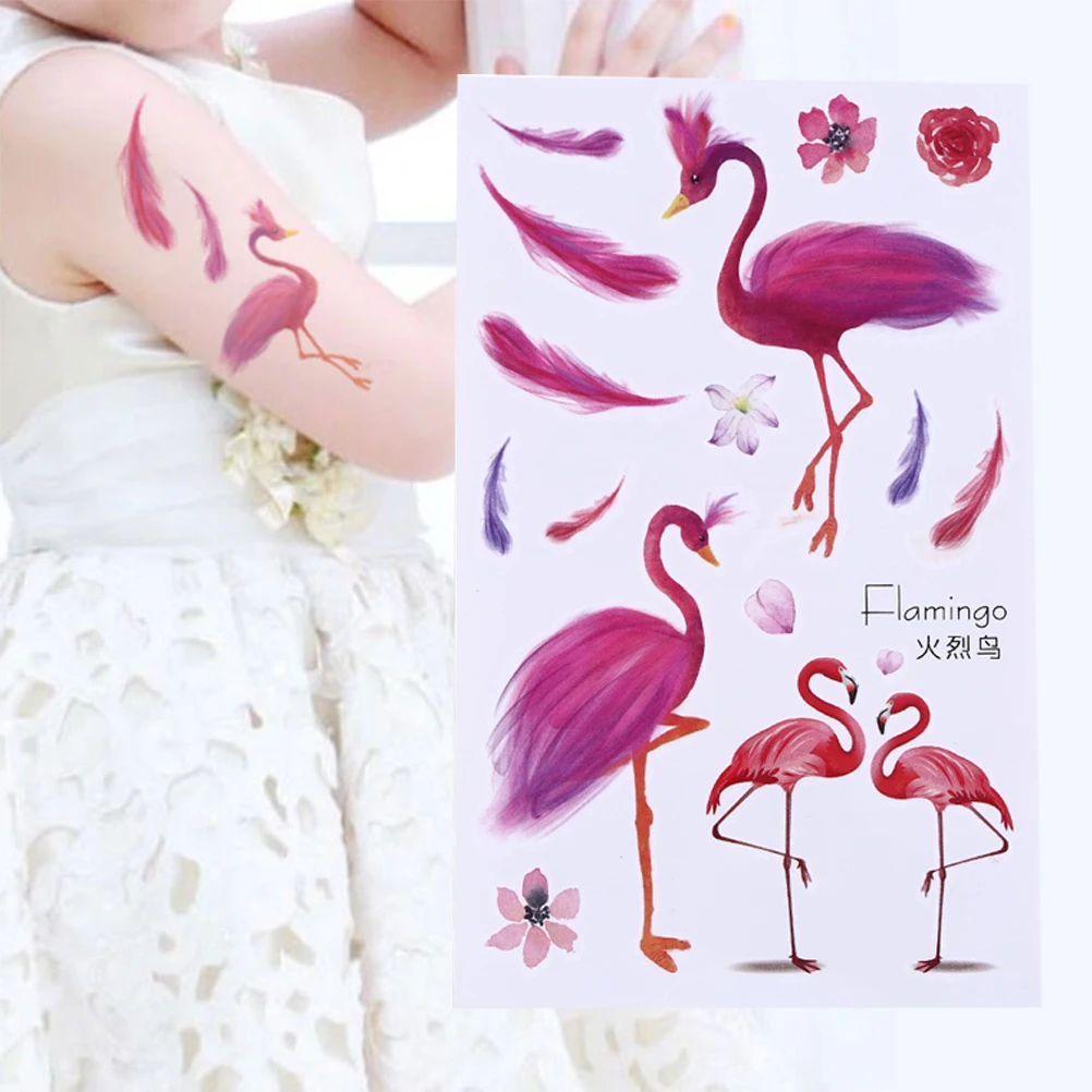 Модные водостойкие наклейки с фламинго для татуировок на руку рисунком FireTotem