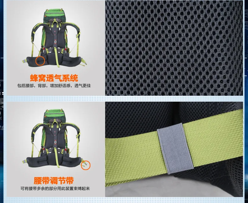 Hewolf 65L походные сумки для альпинизма, уличные сумки из нейлона высокой плотности, рюкзаки для альпинизма, походные сумки для альпинизма