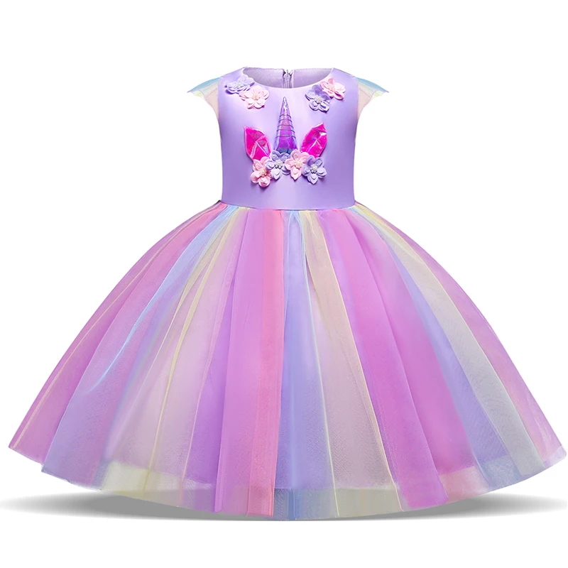 New Unicorn Dress Kids Dresses For Girls Elegant Princess Party Ball Gown Children Baby Girl Costume Fantasia Infantil | Детская одежда