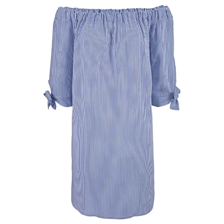 2018 Новое Осеннее женское Повседневное платье с открытыми плечами и рукавом до