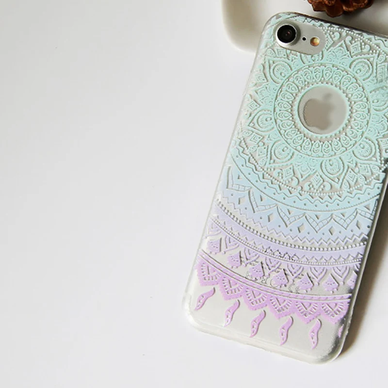 Живопись чехол для iPhone 6 6s Plus задняя крышка мандала цветок телефон ТПУ чехлы + Капа