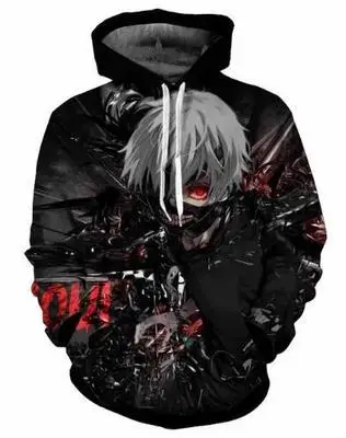 

Костюм для косплея Осень Новые Модные женские/мужские 3D толстовки аниме Токийский Гуль Кен канеки Принт толстовки Повседневный Спортивный ...