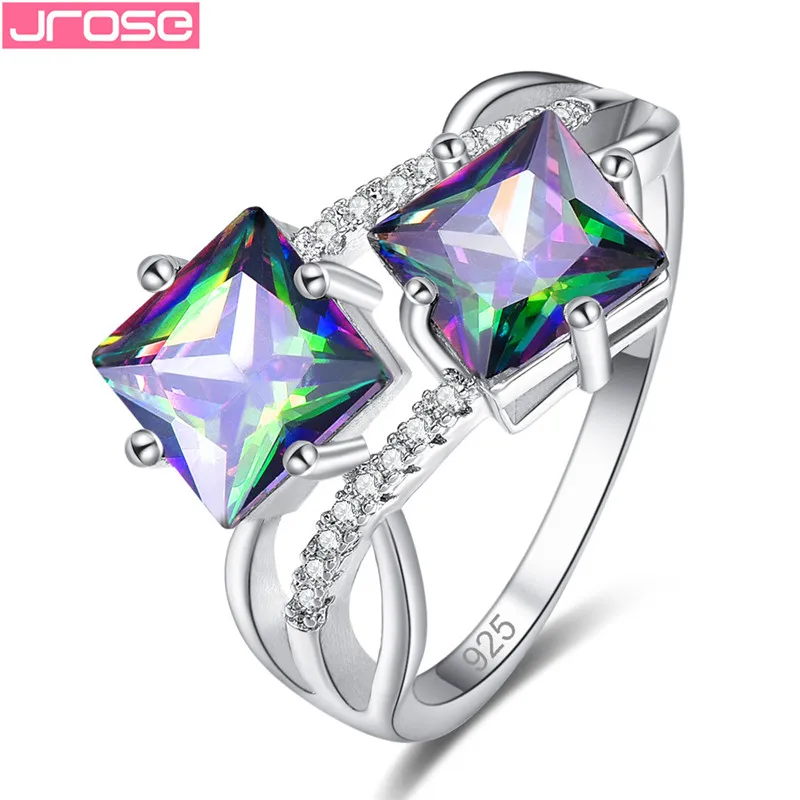 JROSE новый дизайн двойное кубическое циркониевое серебро 925 пробы ювелирное