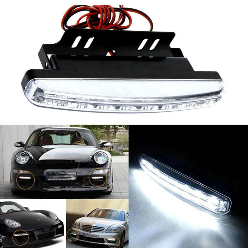 

2Pcs 8 LED Car Daytime Driving Lights Daylight Bulb Head Lamp Car DRL Waterproof Super Bright White Light Durable Auxiliary Lamp