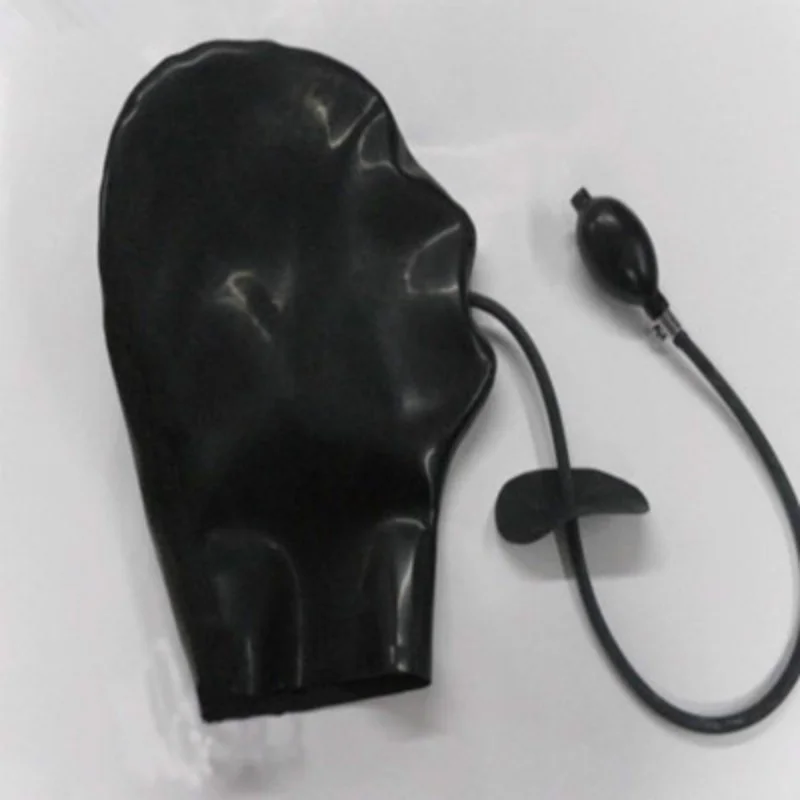Ручной работы из латекса Маска экзотические маска с Молния сзади надувание bdsm