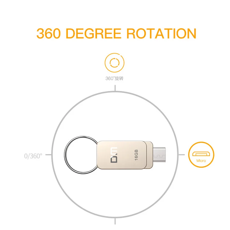 Металлический OTG USB флеш накопитель 16 ГБ 8 Гб|dm 32gb|waterproof metal32gb otg |