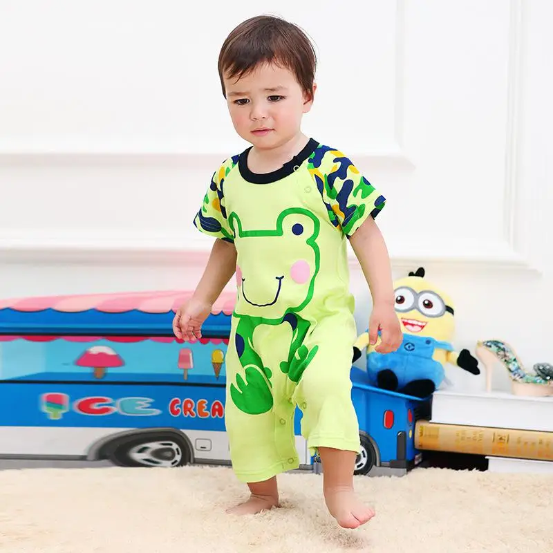 Новые детские хлопковые комбинезоны, Newborn-12M пижамы, детские костюмы с мультяшными животными, детская одежда на Рождество, высококачественный комбинезон - Цвет: sgreen