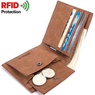 Мужские кошельки с Rfid-защитой, мужской кошелек с монетницей, маленький мини-кошелек на молнии, кошельки, новый дизайнерский тонкий кошелек для монет