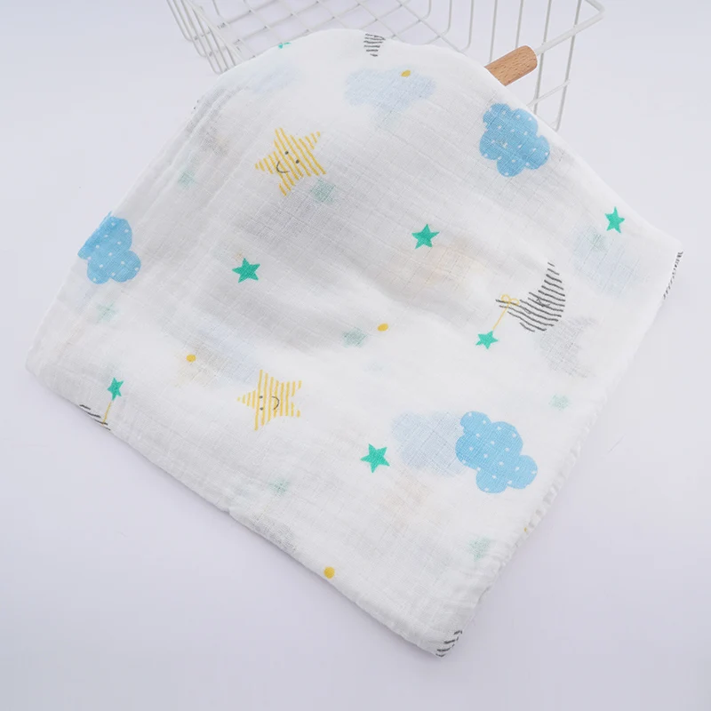 moon stars Muslinlife/хлопковое детское одеяло; мягкое детское одеяло; детское муслиновое одеяло для новорожденных; 2 слоя; 110*110 см - Цвет: moon stars