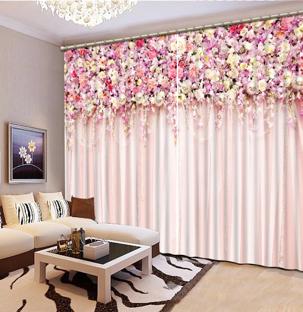 

Luxury Blackout 3D Window Curtains For Living Room Bedroom Wall flower Drapes Cortina Rideaux Cushion cover Customized size