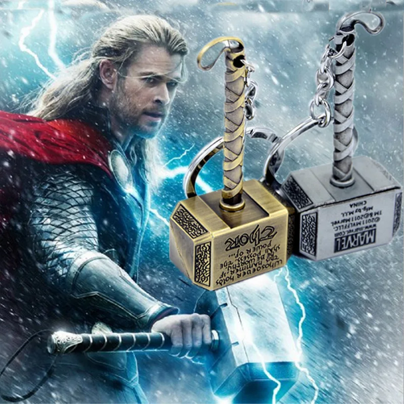 Мстители Marvel Молот Мьёльнир брелок новый оловянный игрушка цепочка Тора кольцо
