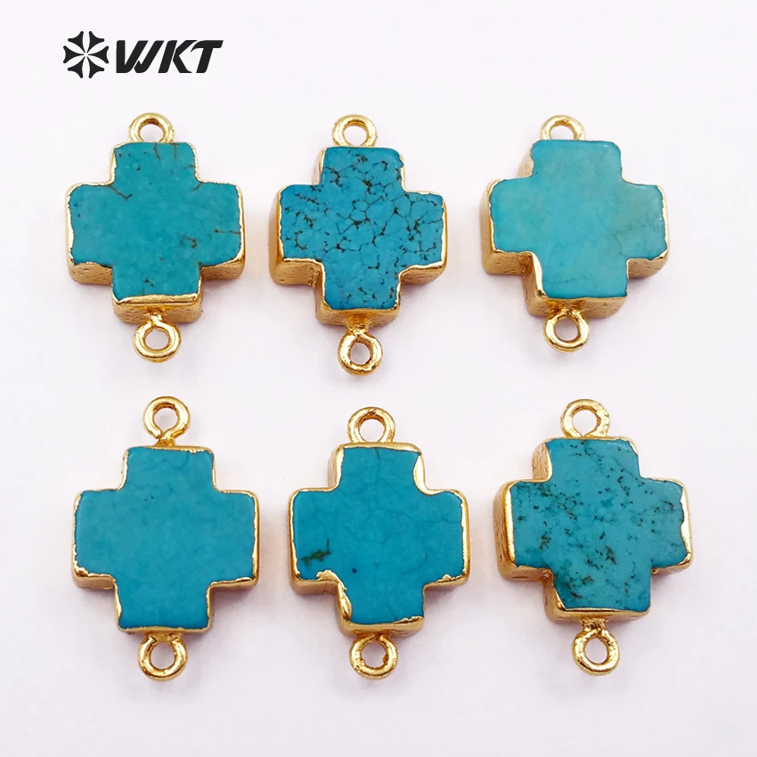 WT C150 WKT 5 шт. оптовая продажа подвеска из натурального камня Howlite двойная петля|cross