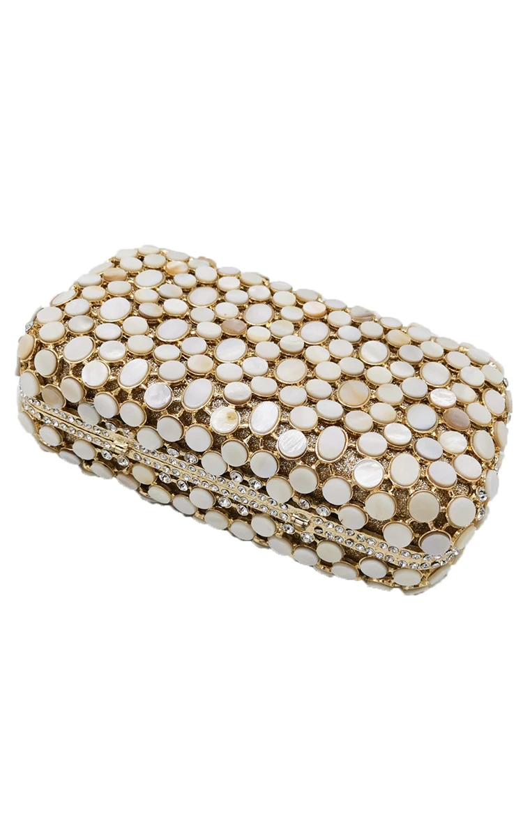 Boutique De FGG Natural Shell Women Evening Bags Minaudiere Handbags Wedding Formal Dinner Mother of Pearl Crystal Clutch Purse