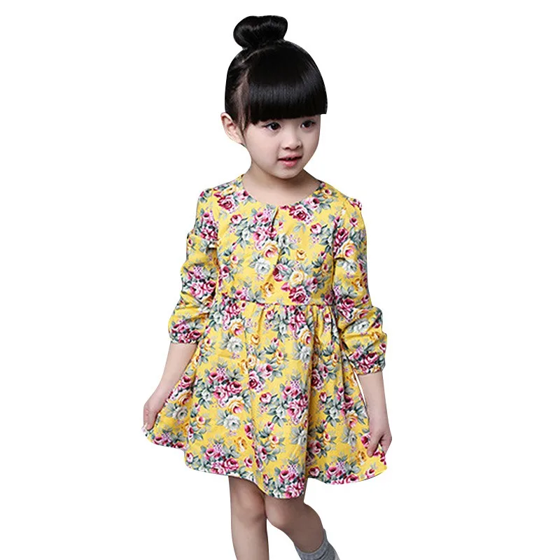 Fashion 2-7Y Toddler Kids Girls Long Sleeve Floral Dress Casual Party Wedding Tutu | Детская одежда и обувь